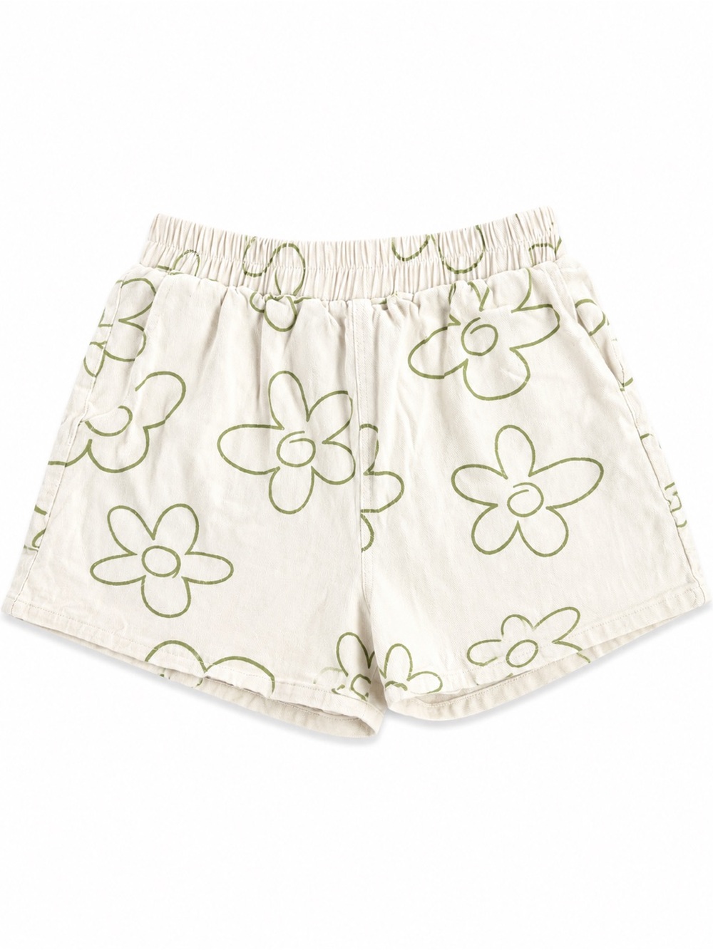 Bailey Rose Women’s Cream Floral Print Elastic-Waist Shorts
